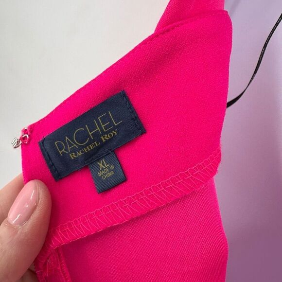 NWT RACHEL Rachel Roy One Shoulder Dress Pink Sizzle XL Elegant Party Cocktail - Picture 6 of 12
